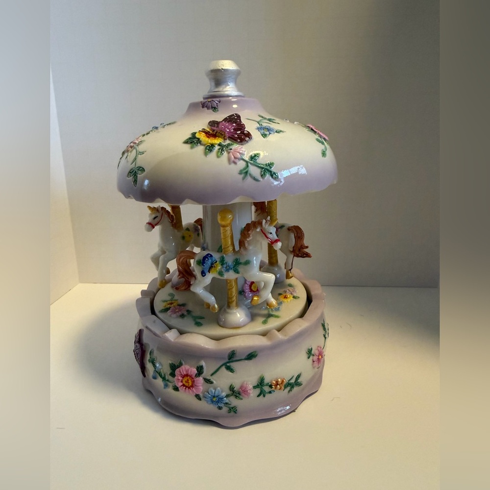 Floral Carousel Music Box